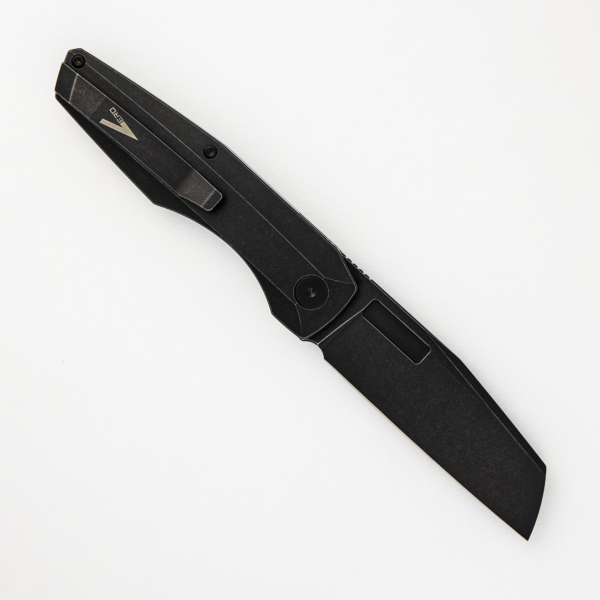 Vero Engineering Axon Blackwash Sheepsfoot M390 Blade Blackwash Titanium Handle Liner Lock