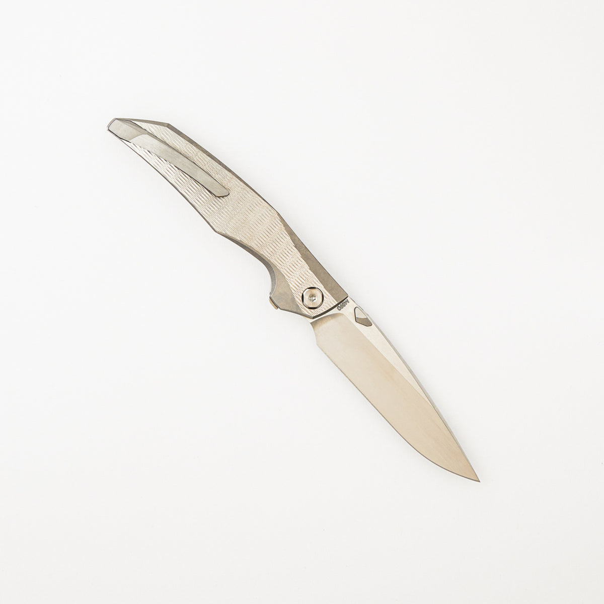 Xenon - Raw Plexa Titanium Handle - Raw Hardware - Handrubbed W/ Polished Flats M390 Blade