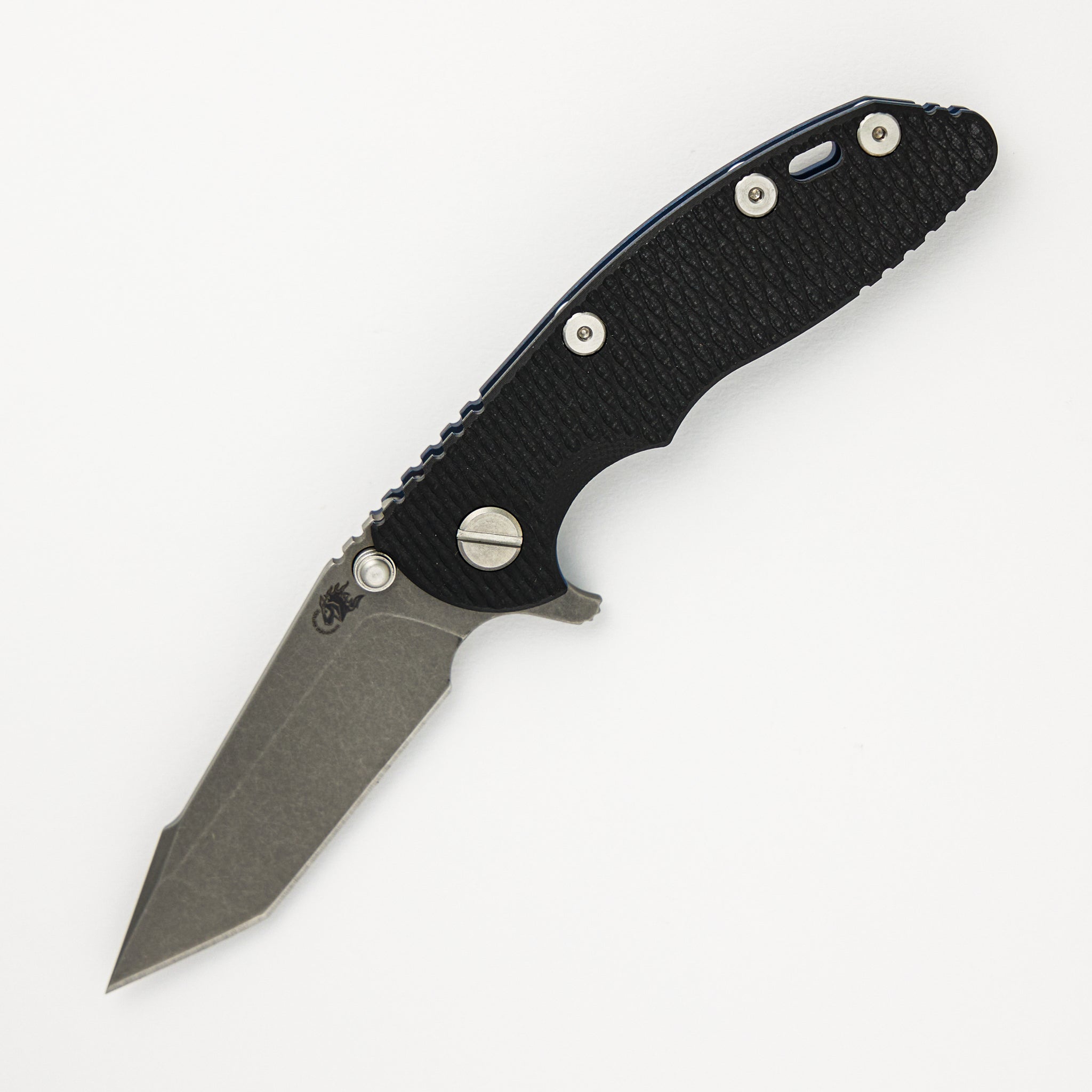 Hinderer Knives XM-18 3.0" - S45VN Harpoon Tanto - Tri-Way - Battle Blue - Black G10