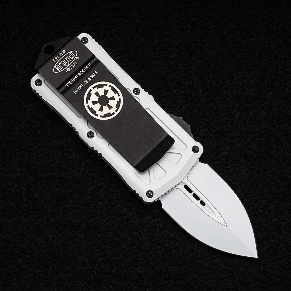 MICROTECH EXOCET 157-1 ST D-E CA-LEGAL OTF KNIFE MONEYCLIP STORMTROOPER STANDARD