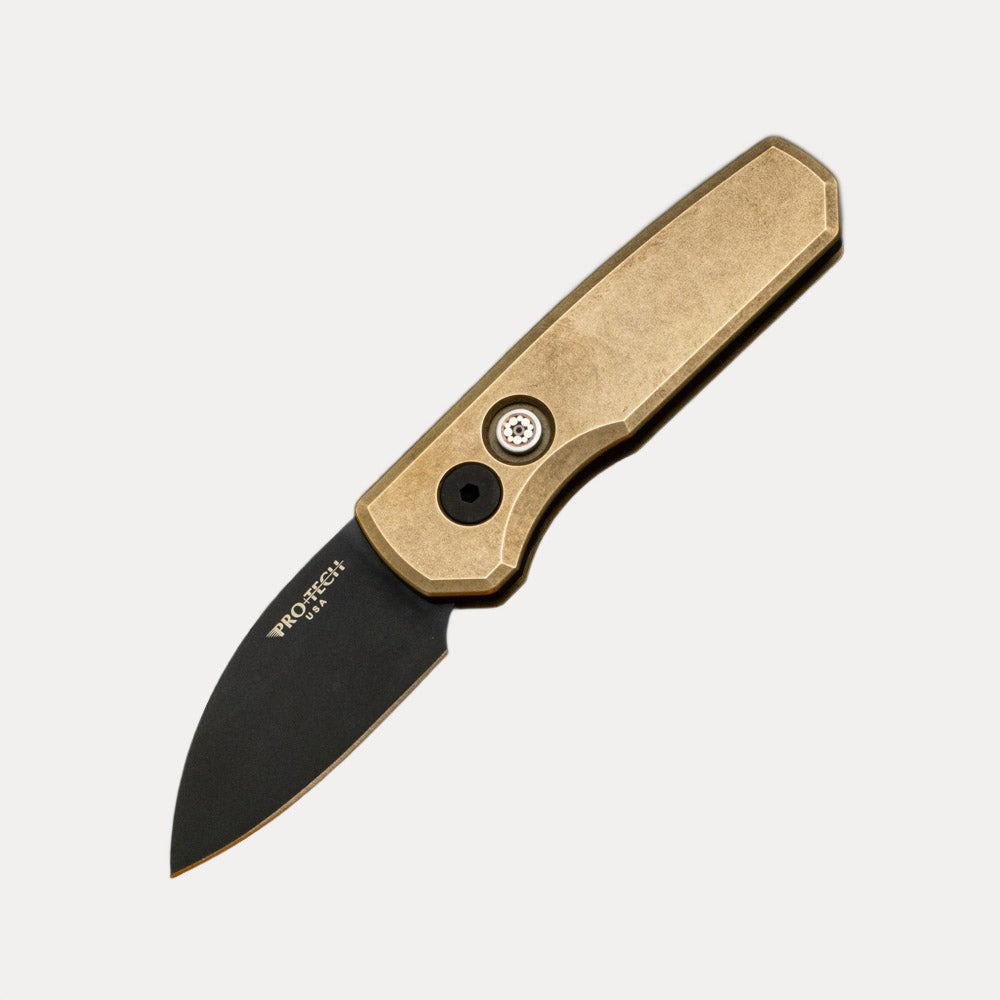 Pro-Tech Knives Runt 5 Limited - SW Bronze AL Handle - DLC Black 20-CV Wharncliffe Blade