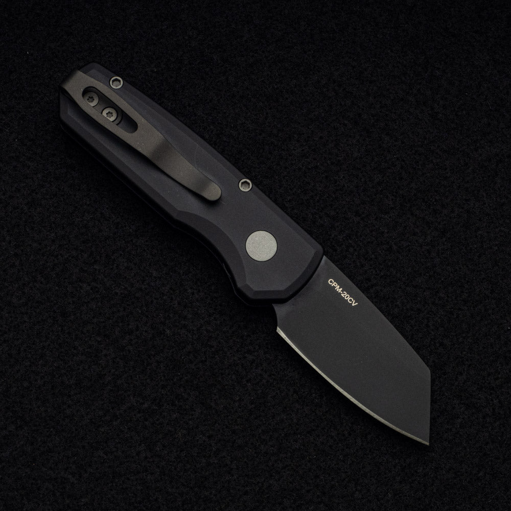 Pro-Tech Knives Runt 5 - Black Aluminum Handle - DLC Black 20-CV Reverse Tanto Blade - R5203