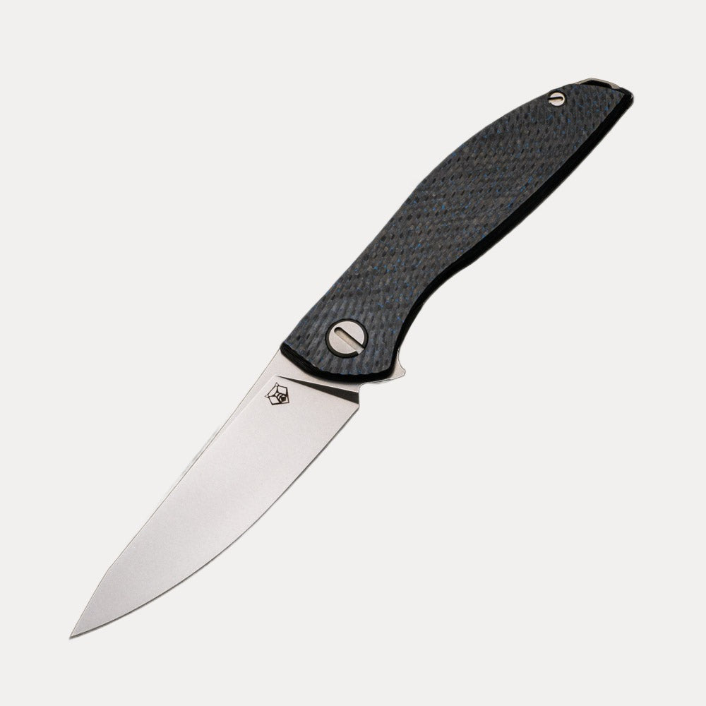 SHIROGOROV HATION ZERO - M390 BLADE - BLUE CARBON FIBER & TITANIUM HANDLE - MRBS