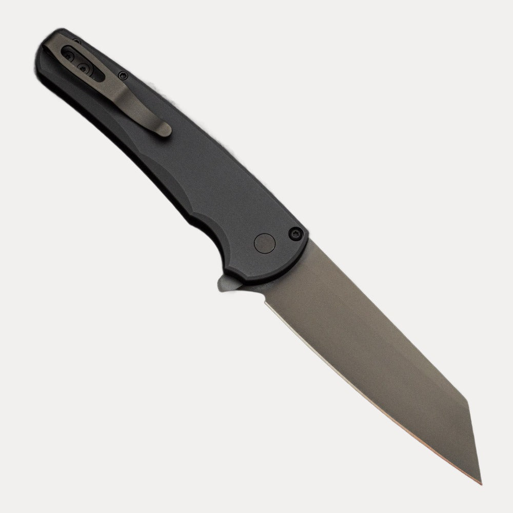 Pro-Tech Knives Malibu Flipper - Aluminum - Black - 20CV Reverse Tanto Blade - DLC Black