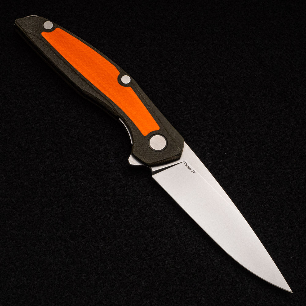 SHIROGOROV 111 - OUTDOOR SPECIAL EDITION - VANAX 37 BLADE - GREEN AND ORANGE G10 HANDLE - MRBS