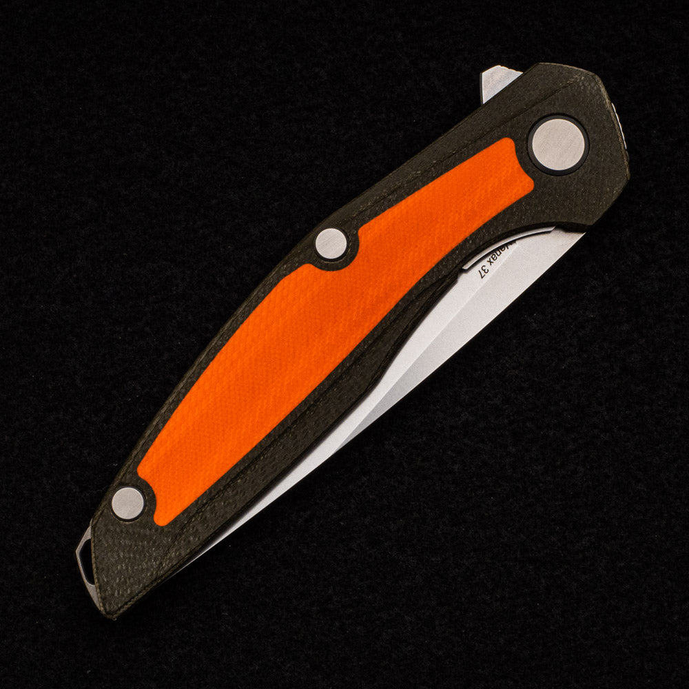 SHIROGOROV 111 - OUTDOOR SPECIAL EDITION - VANAX 37 BLADE - GREEN AND ORANGE G10 HANDLE - MRBS