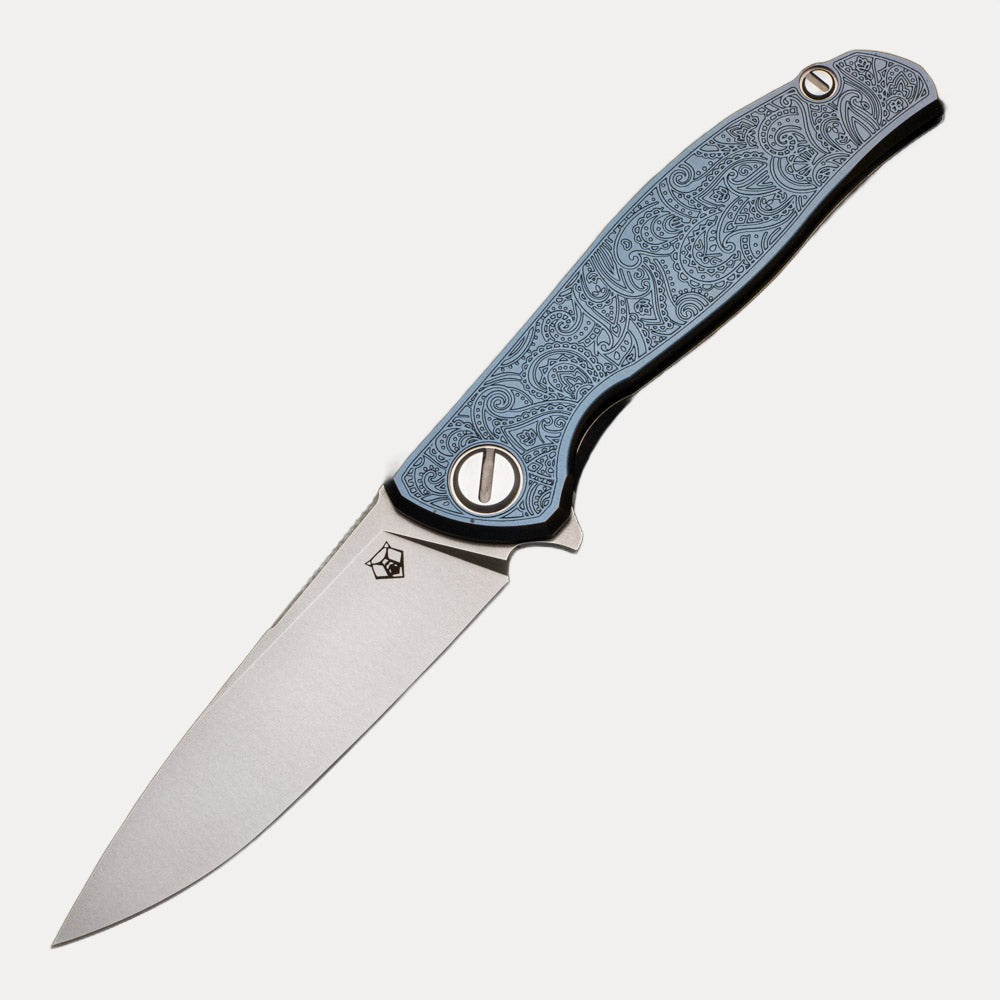 SHIROGOROV - TI2 DESIGN PAISLEY ETCH F95 - M390 BLADE - TITANIUM HANDLE - MRBS