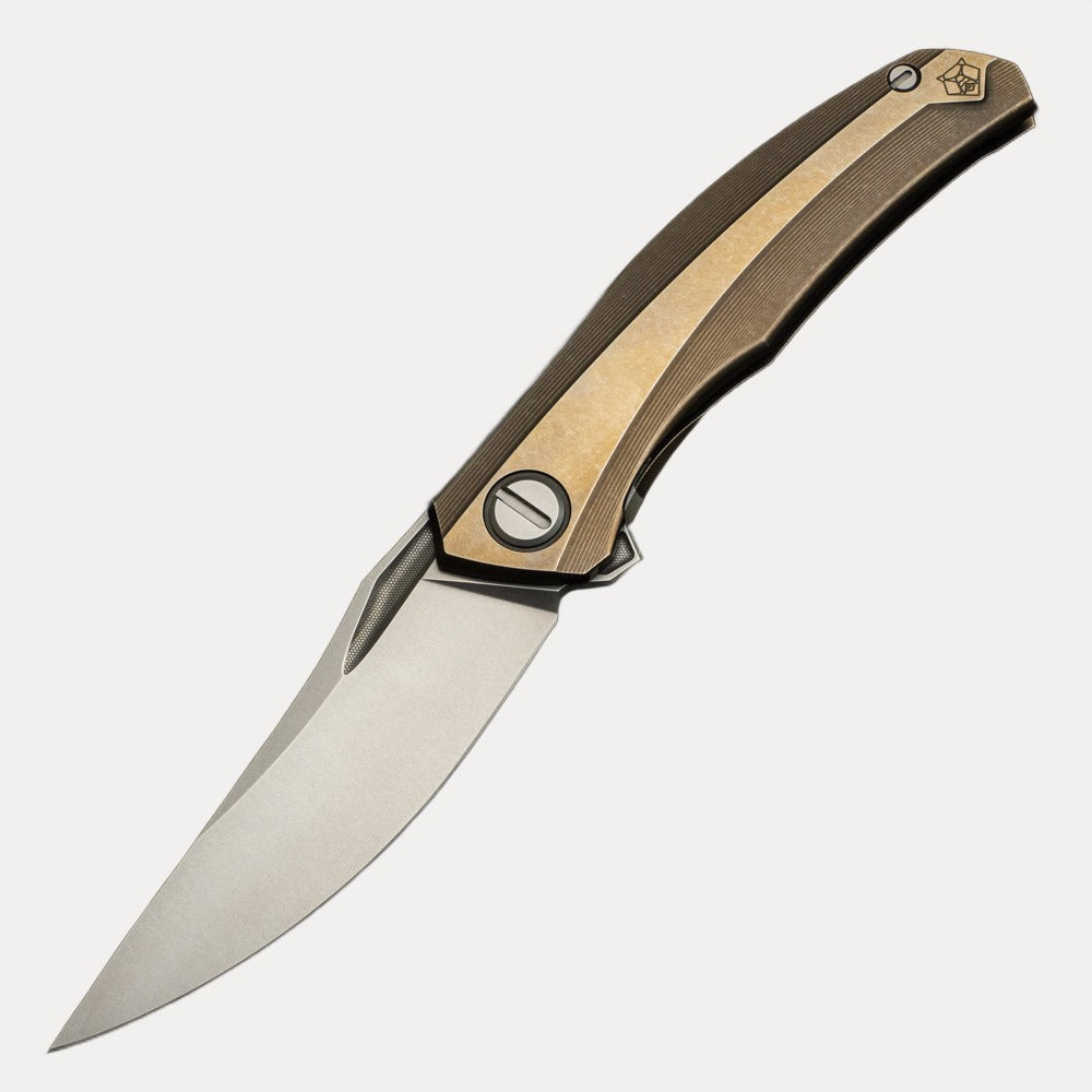 SHIROGOROV QUANTUM - M398 BLADE - BRONZE TITANIUM HANDLE WITH BLUE ACCENTS - MRBS