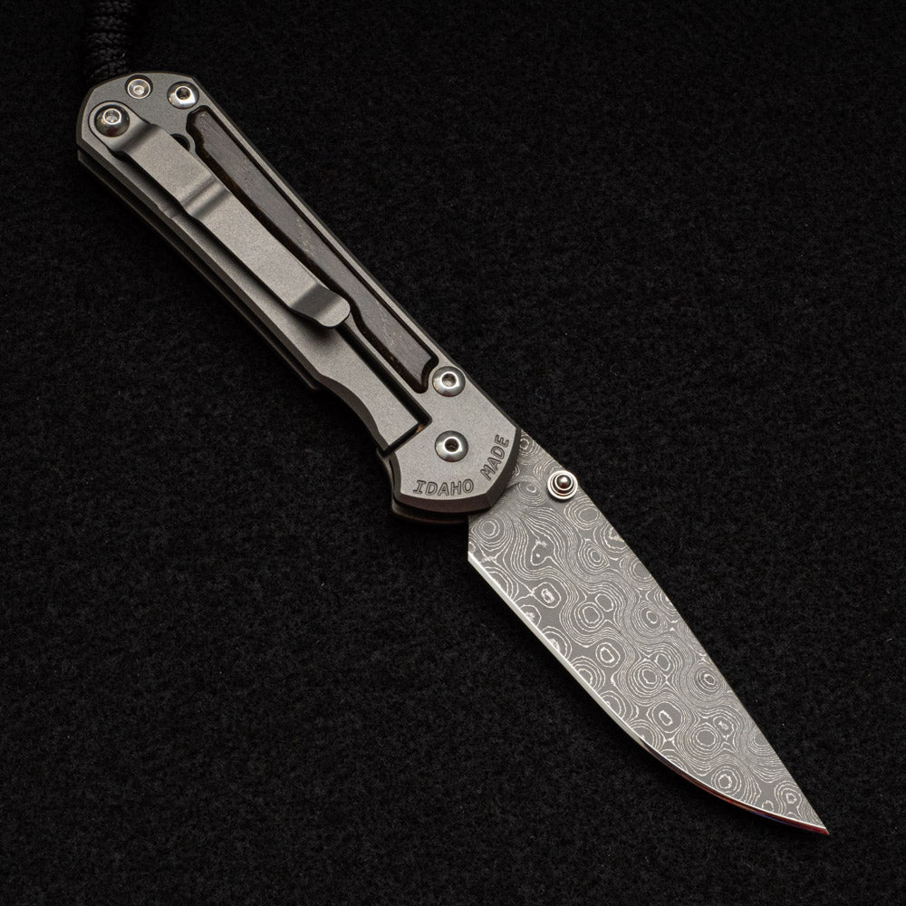 CHRIS REEVE SMALL SEBENZA 31 BOG OAK INLAY - RAINDROP BLADE - SILVER DOUBLE THUMB LUGS