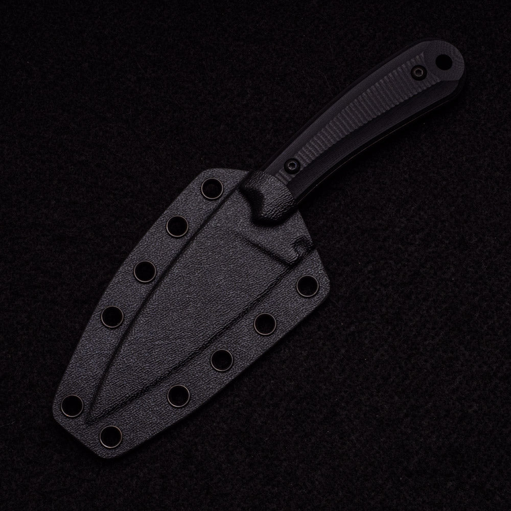 BASTINELLI CREATIONS SIN – DARK STONEWASH – SERRATED – BLACK G10 HANDLE