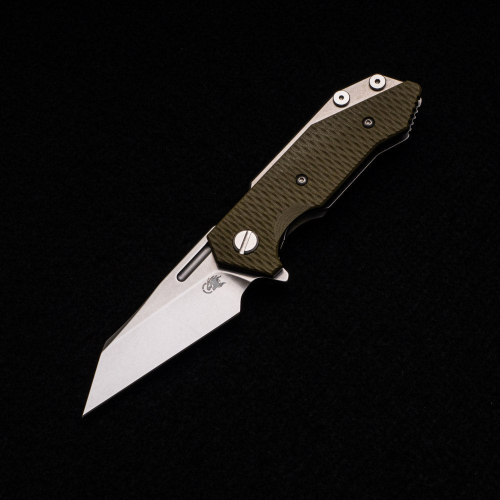 Hinderer Knives Halftrack – Magnacut Wharncliffe Tri-Way Stonewash OD Green G10