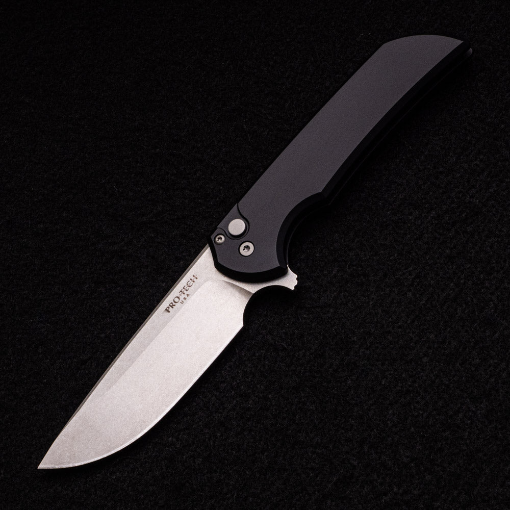 Pro-Tech Knives Mordax – Solid Black Aluminum Handle – Stonewash Magnacut Blade – MX101