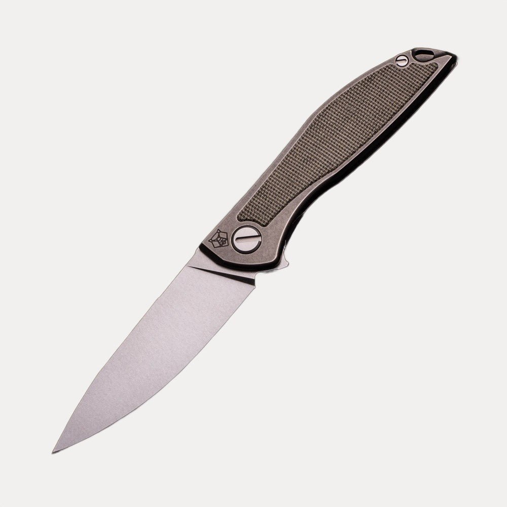 Shirogorov NeOn NL – CROMAX PM BLADE – TITANIUM HANDLE W- GREEN MICARTA INLAY – MRBS