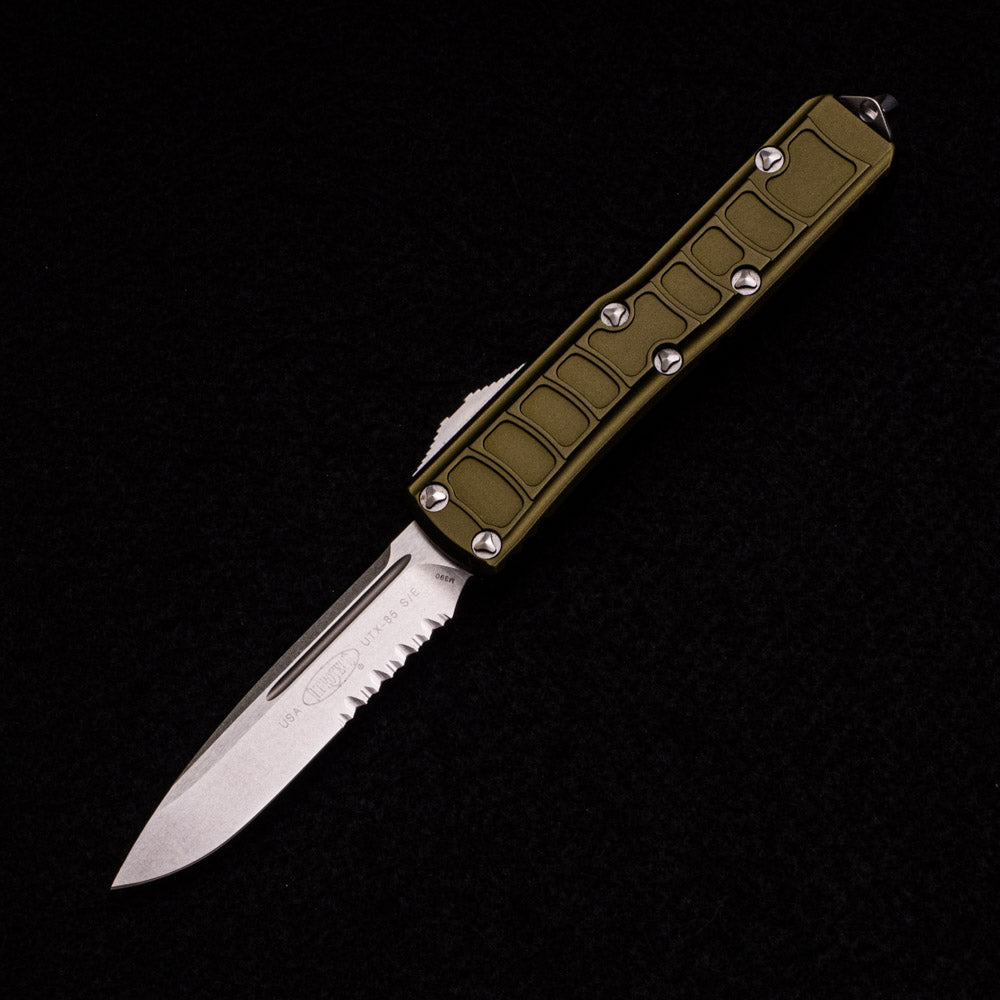 Microtech UTX-85 S-E Signature Series OD Green Stonewash Partial Serrated 231II-11 ODS