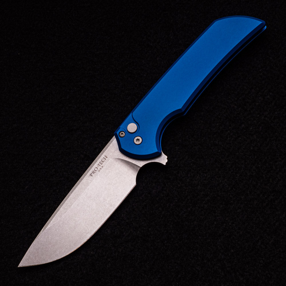 Pro-Tech Knives Mordax – Solid Blue Aluminum Handle – Stonewash Magnacut Blade – MX101-BLUE