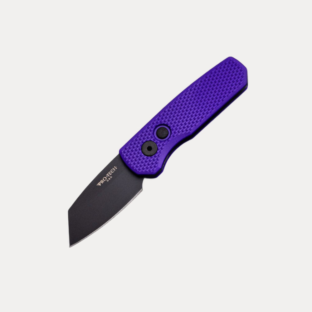 Pro-Tech Knives Runt 5 – Textured Purple Aluminum Handle – DLC Black Magnacut Reverse Tanto Blade – R5406-Purple