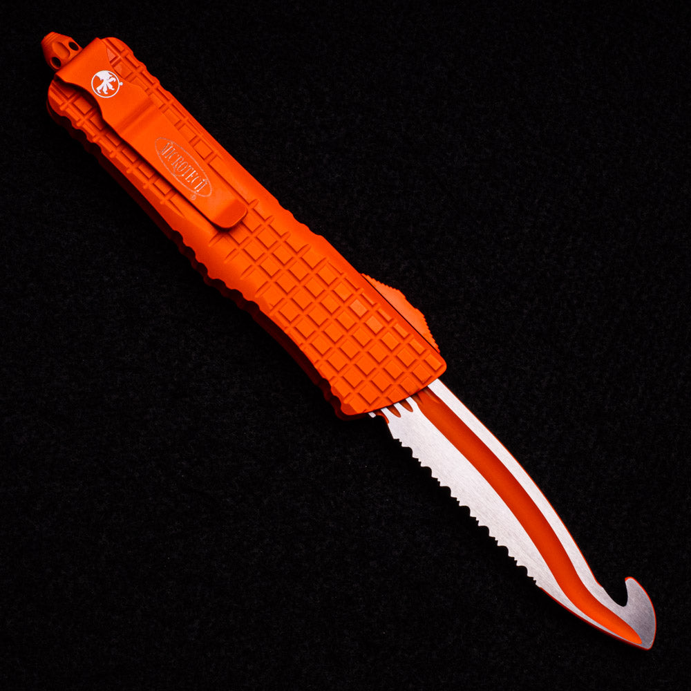 MICROTECH COMBAT TROODON – FRAG HS RESCUE – CERAKOTE ORANGE HANDLE – ORANGE FULL SERRATED 601-3 CORHS RESCUE