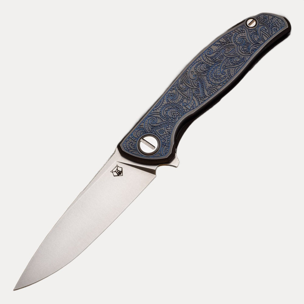 SHIROGOROV - TI2 DESIGN PAISLEY ETCH F95 - M390 BLADE - TITANIUM HANDLE - MRBS