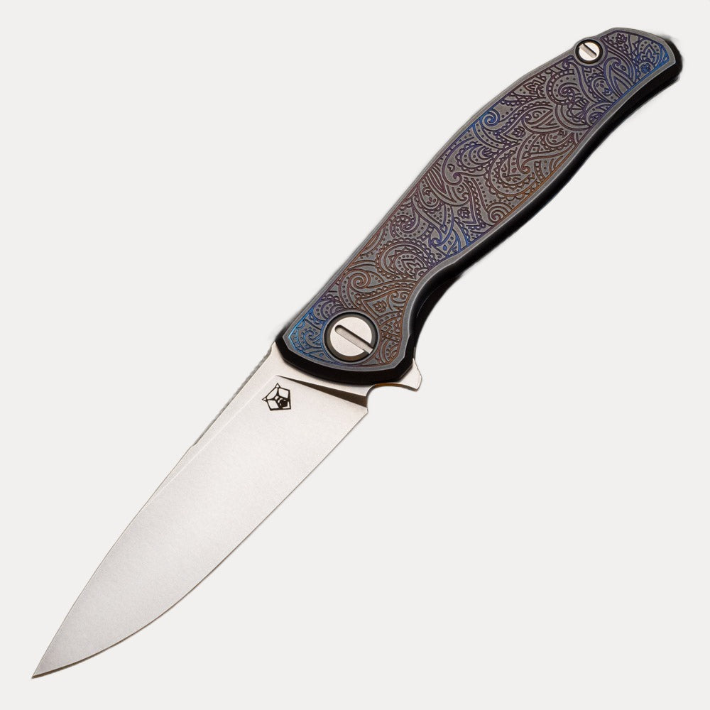 SHIROGOROV - TI2 DESIGN PAISLEY ETCH F95 - M390 BLADE - TITANIUM HANDLE - MRBS