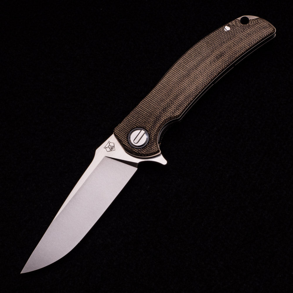 SHIROGOROV “LIMITED EDITION” RJ MARTIN DESIGN SOFT OVERKILL – M398 BLADE – GREEN CANVAS MICARTA HANDLE – RBS