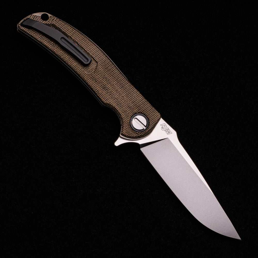 SHIROGOROV “LIMITED EDITION” RJ MARTIN DESIGN SOFT OVERKILL – M398 BLADE – GREEN CANVAS MICARTA HANDLE – RBS