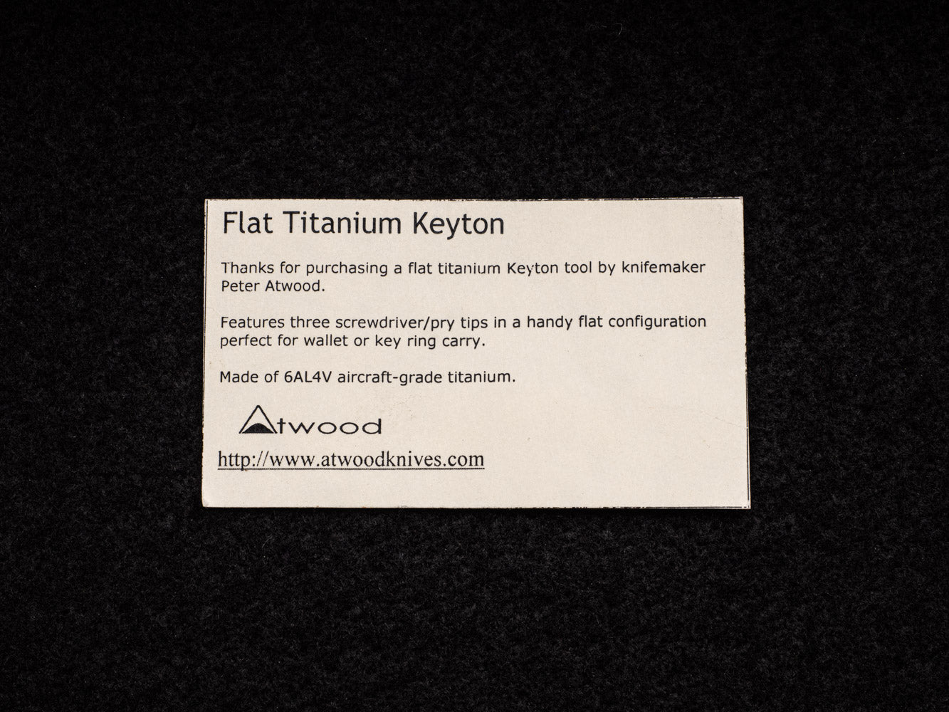 Peter Atwood Flat Titanium Keyton