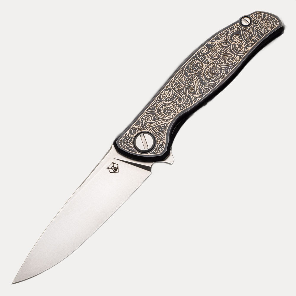 SHIROGOROV - TI2 DESIGN PAISLEY ETCH F95 - M390 BLADE - TITANIUM HANDLE - MRBS