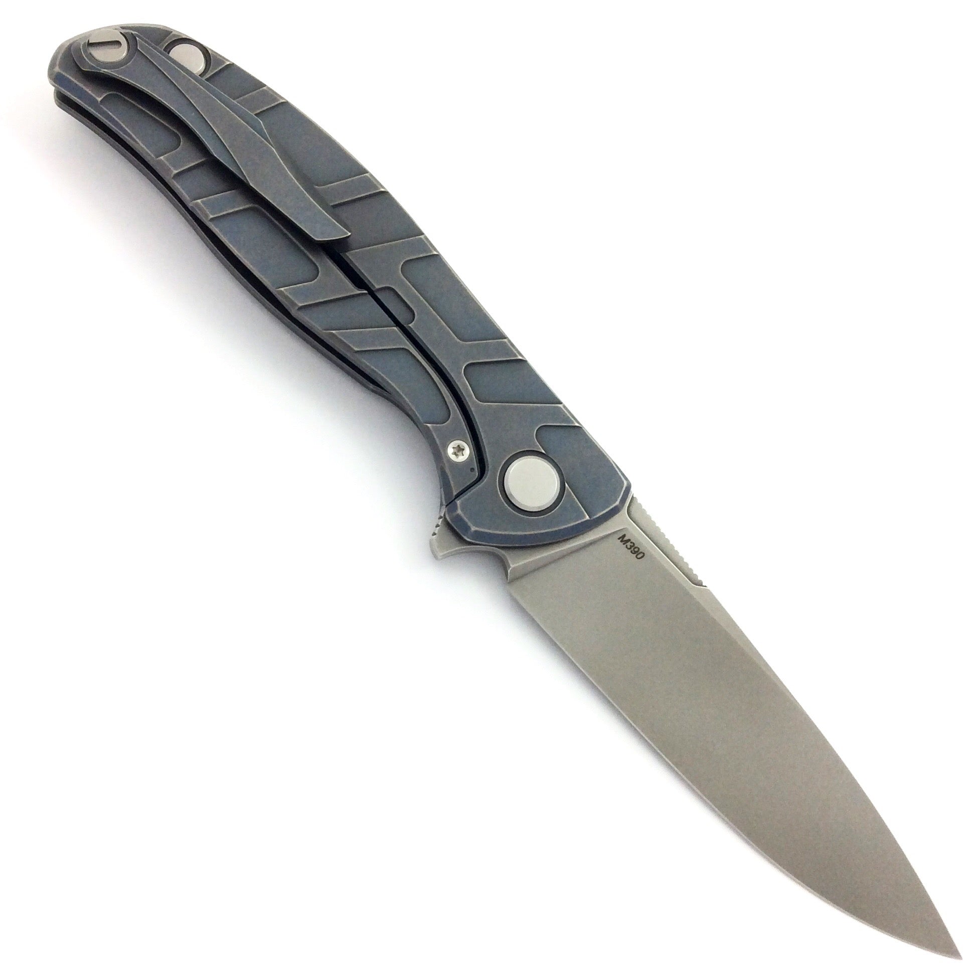 SHIROGOROV F95 "T" PATTERN DARK BLUE - M390 BLADE - TITANIUM HANDLE - MRBS