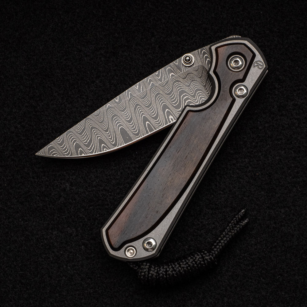 CHRIS REEVE SMALL SEBENZA 31 MACASSAR EBONY - LADDER BLADE - SILVER DOUBLE THUMB LUGS