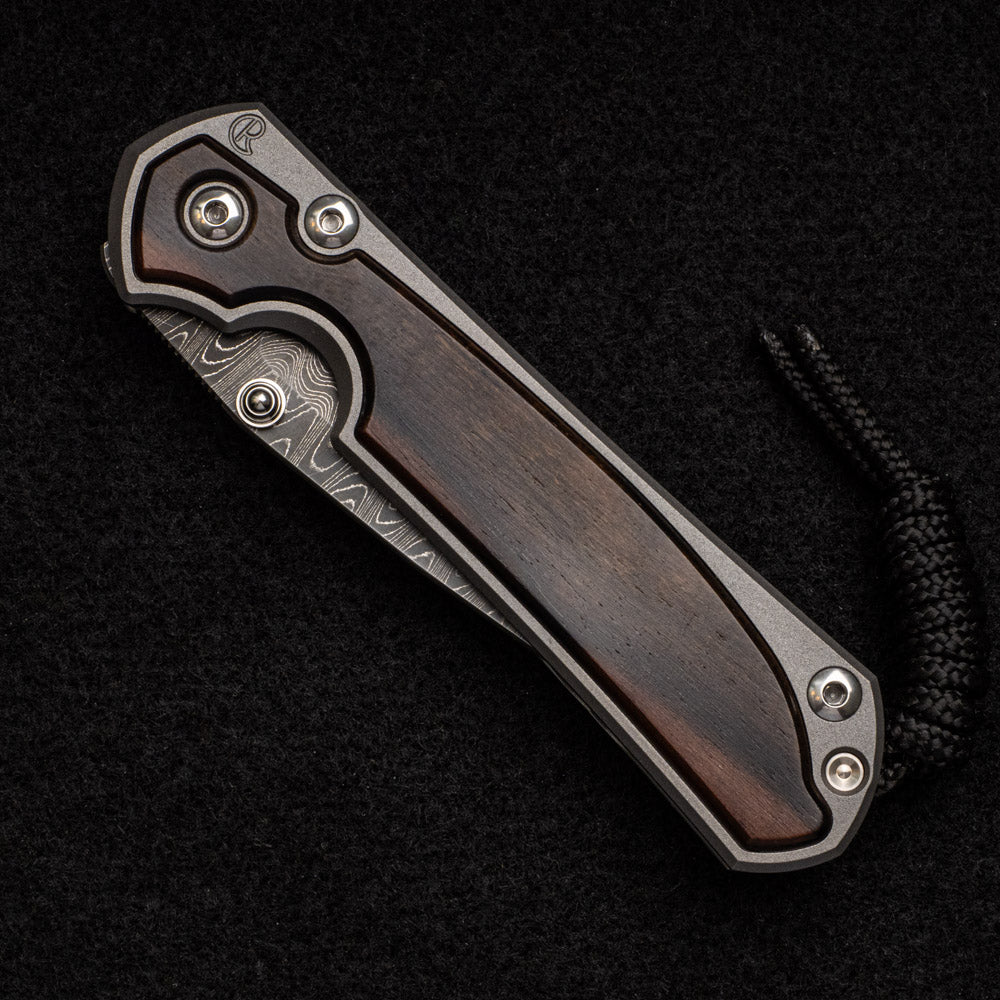 CHRIS REEVE SMALL SEBENZA 31 MACASSAR EBONY - LADDER BLADE - SILVER DOUBLE THUMB LUGS