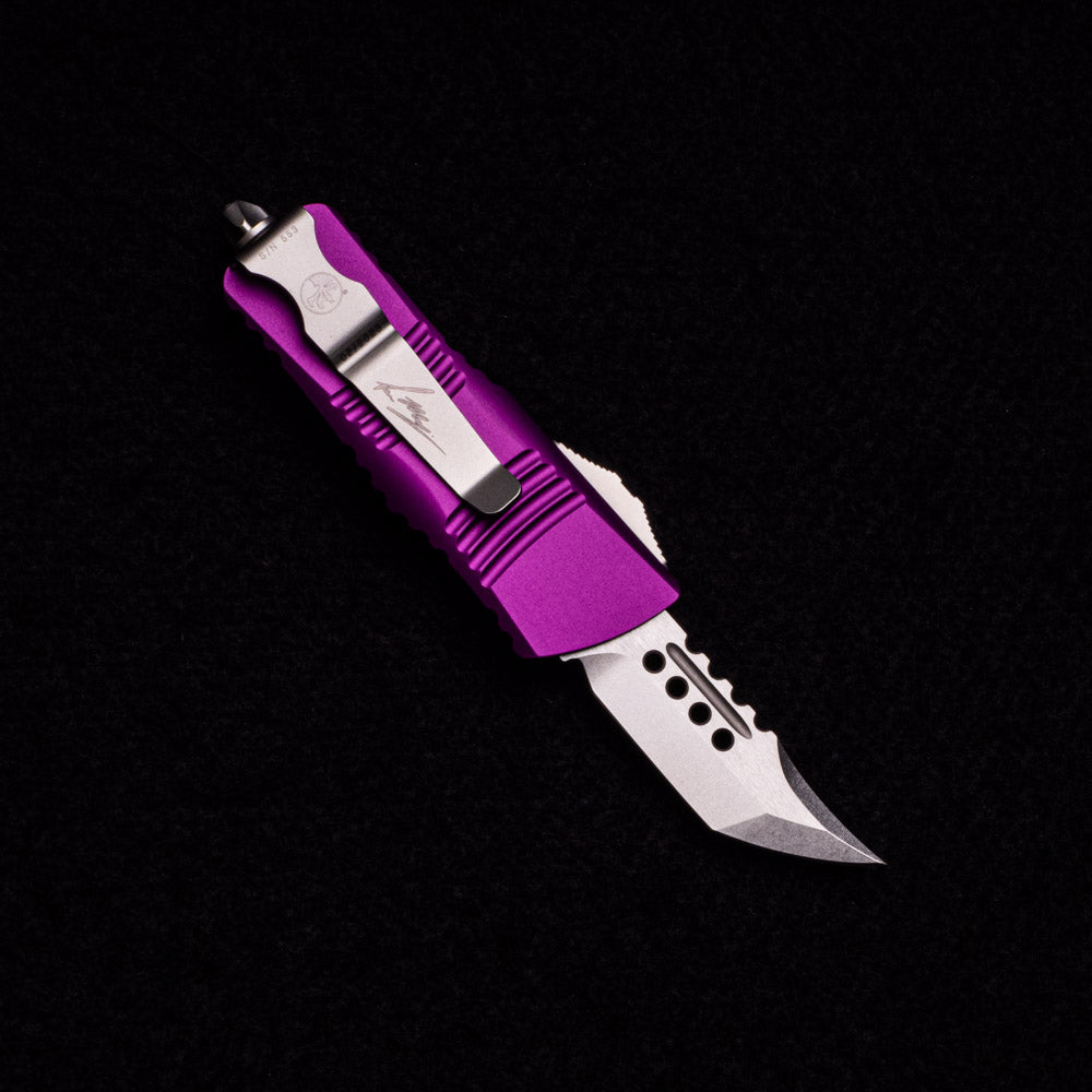 MICROTECH TROODON MINI HELLHOUND SIGNATURE SERIES VIOLET STONEWASH STANDARD 819-10 VIS