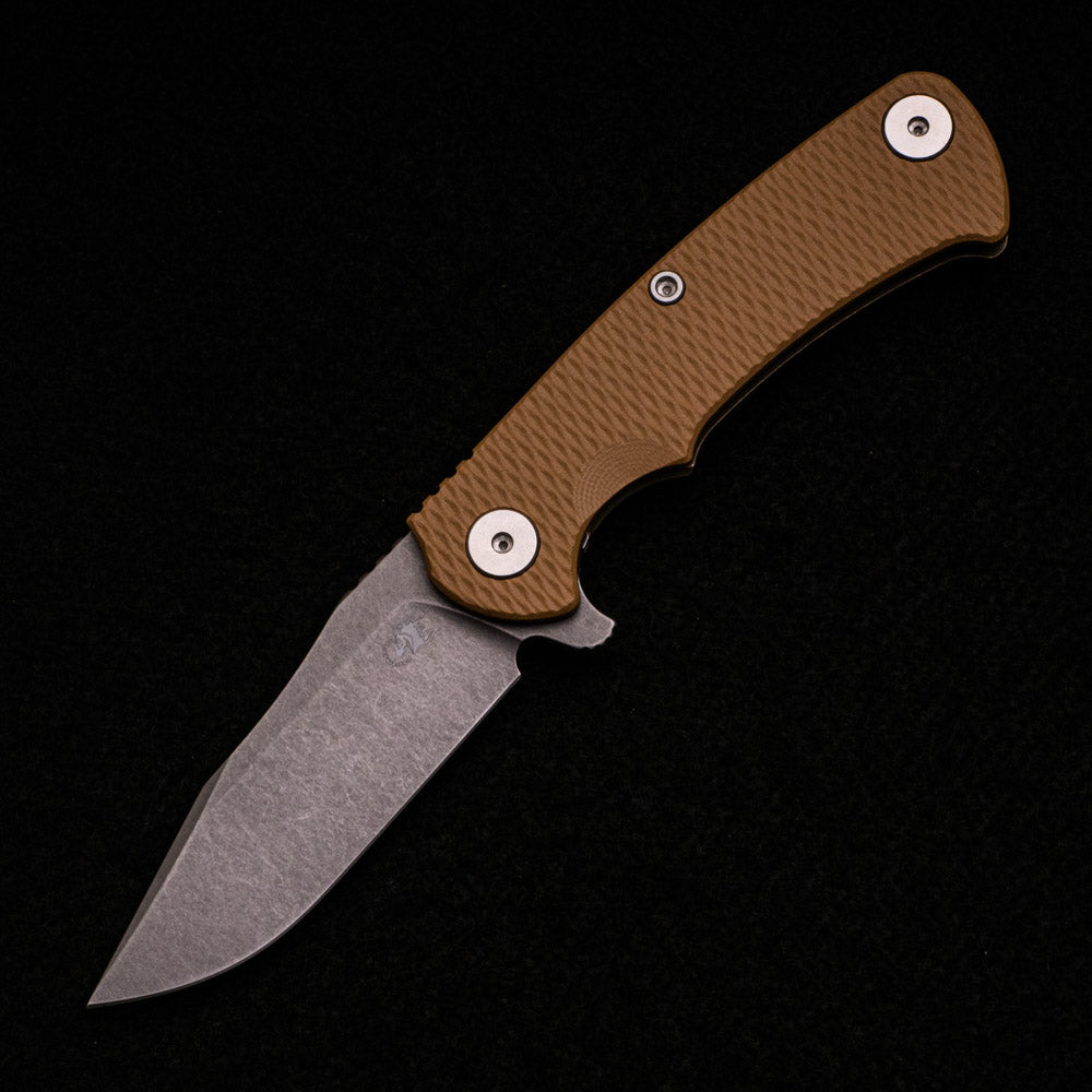 Hinderer Knives Project X – MagnaCut Clip Point – Tri-Way – Battle Bronze – Coyote G10