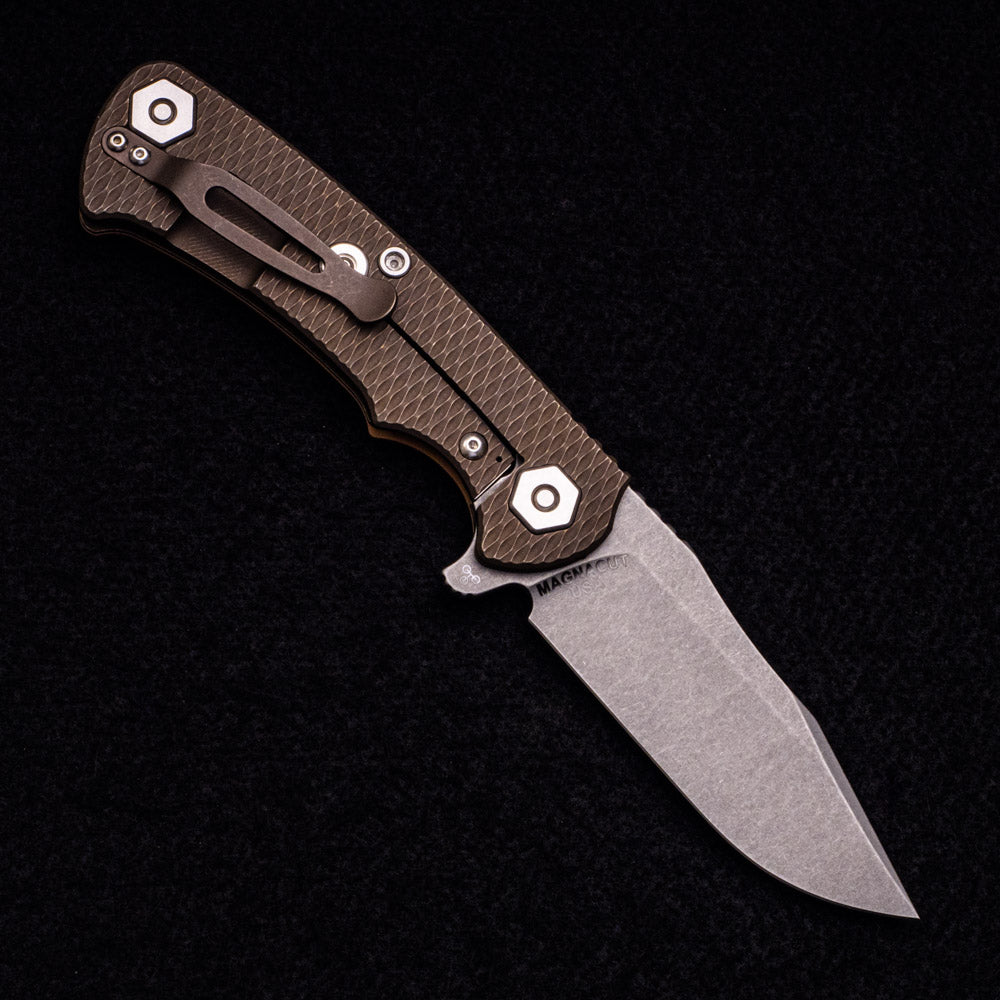 Hinderer Knives Project X – MagnaCut Clip Point – Tri-Way – Battle Bronze – Coyote G10