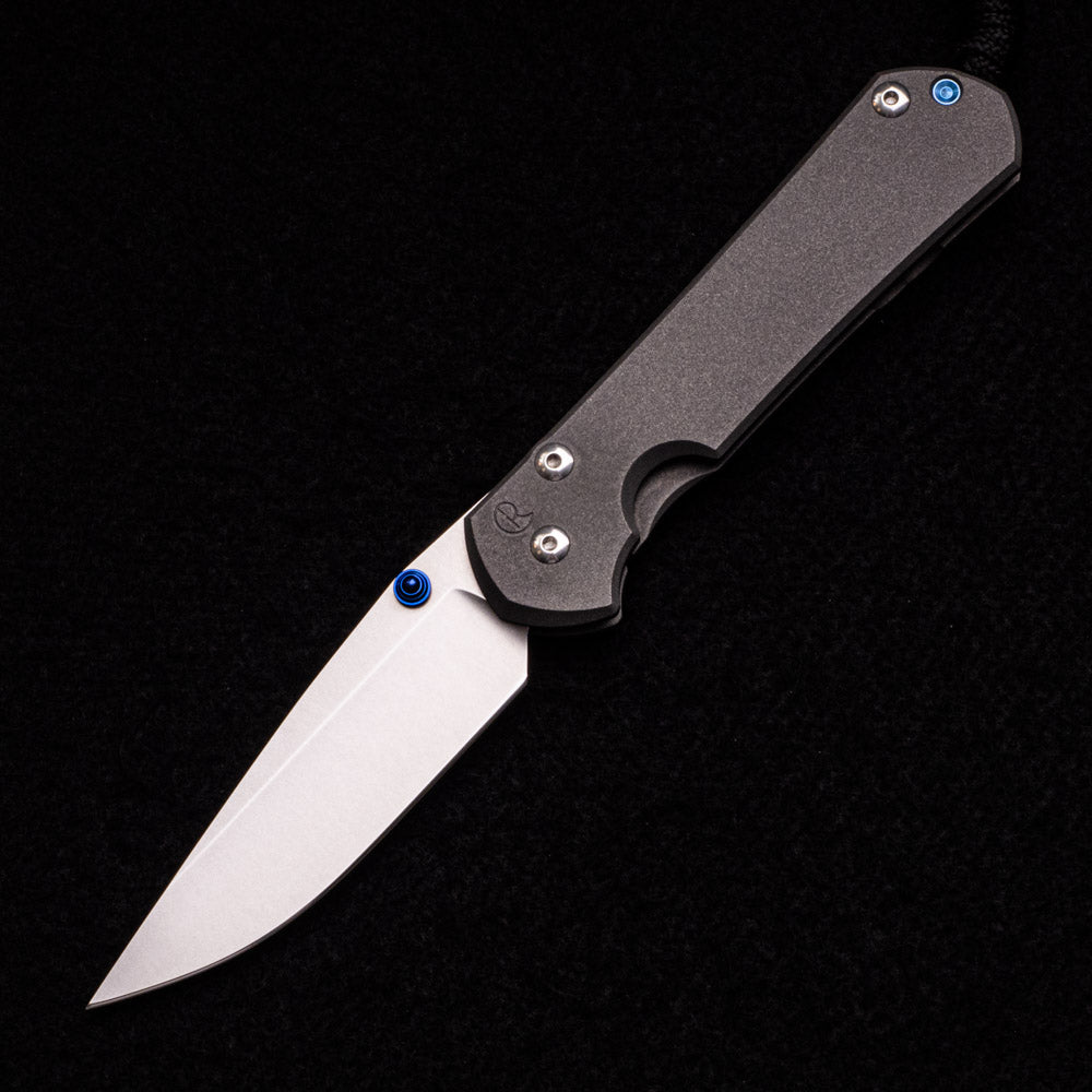 CHRIS REEVE LARGE SEBENZA 31 PLAIN – DROP POINT CPM S35VN BLADE – BLUE DOUBLE THUMB LUGS