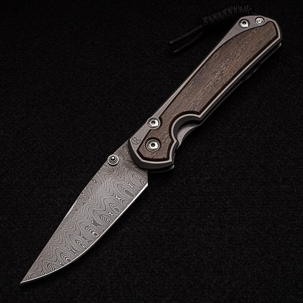 CHRIS REEVE LARGE SEBENZA 31 BOG OAK - LADDER BLADE - SILVER DOUBLE THUMB LUGS