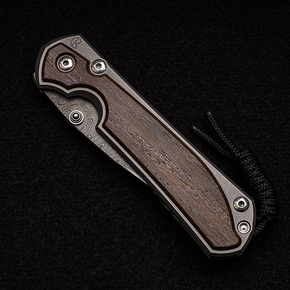 CHRIS REEVE LARGE SEBENZA 31 BOG OAK - LADDER BLADE - SILVER DOUBLE THUMB LUGS