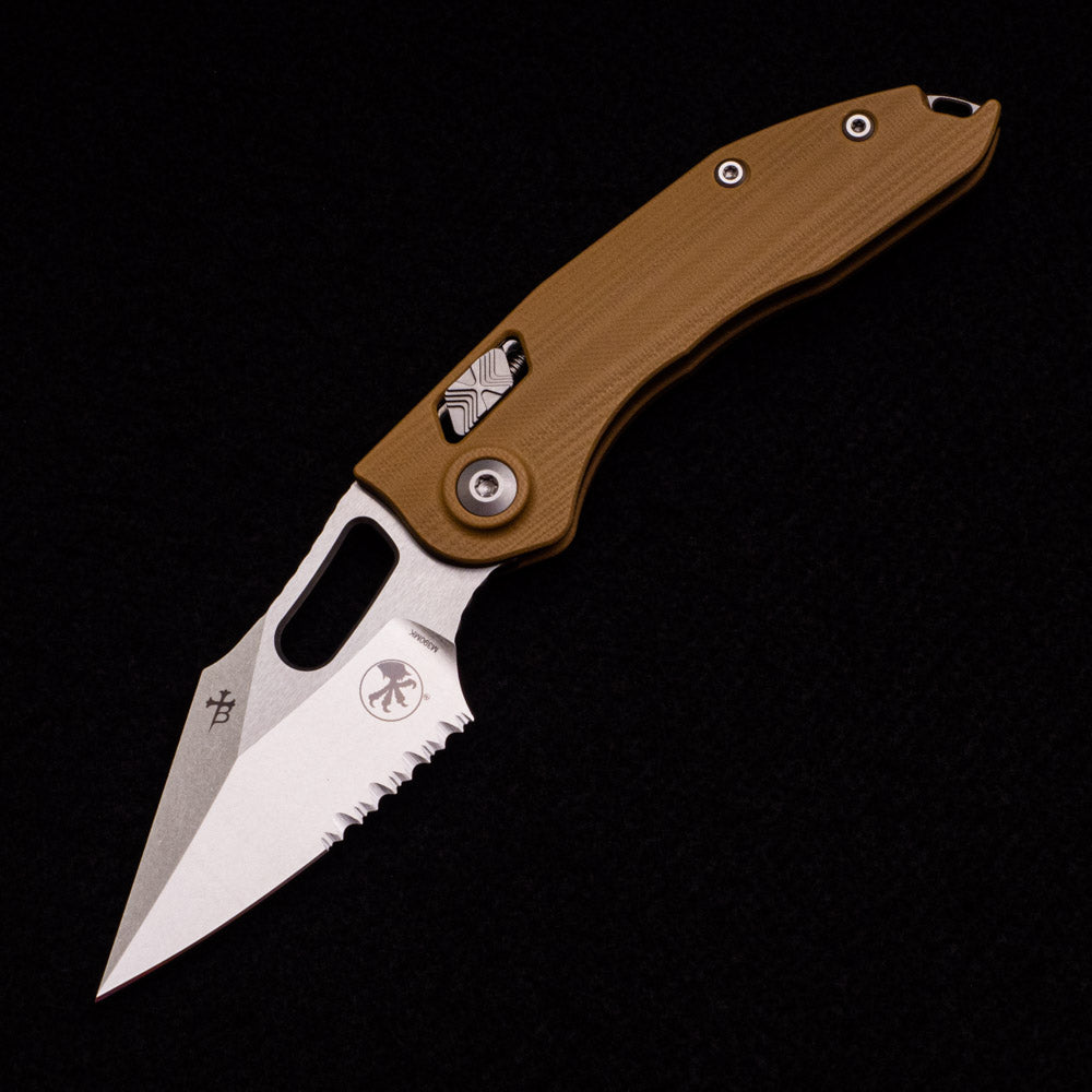 Microtech - Borka Blades Design Stitch – RAM-LOK S-E G10 Tan Stonewash Partial Serrated 169RL-11GTTA