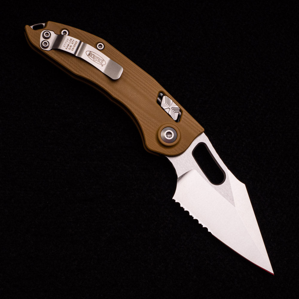 Microtech - Borka Blades Design Stitch – RAM-LOK S-E G10 Tan Stonewash Partial Serrated 169RL-11GTTA