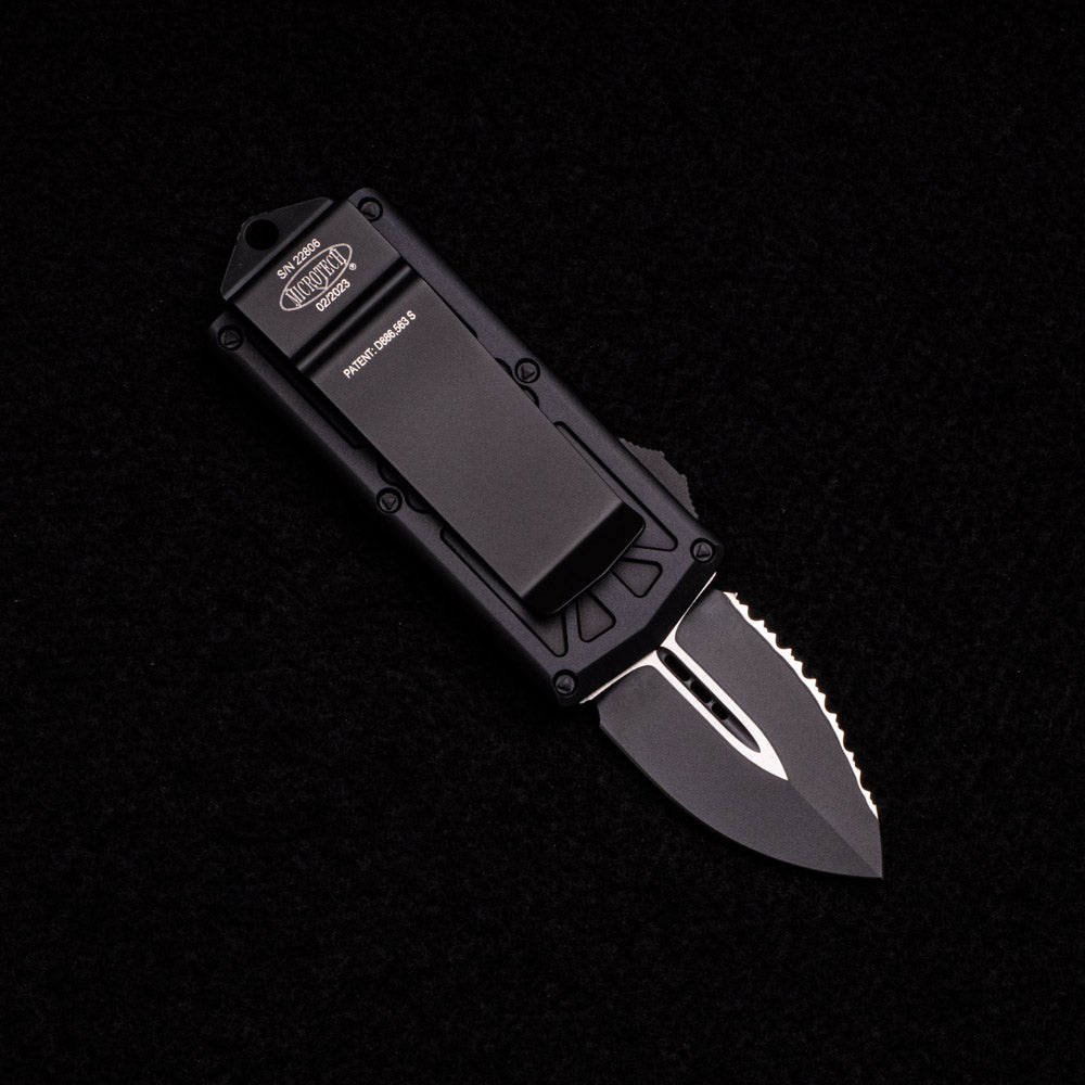 MICROTECH EXOCET - CA-LEGAL OTF KNIFE - MONEYCLIP D-E TACTICAL FULL SERRATED 157-3 T