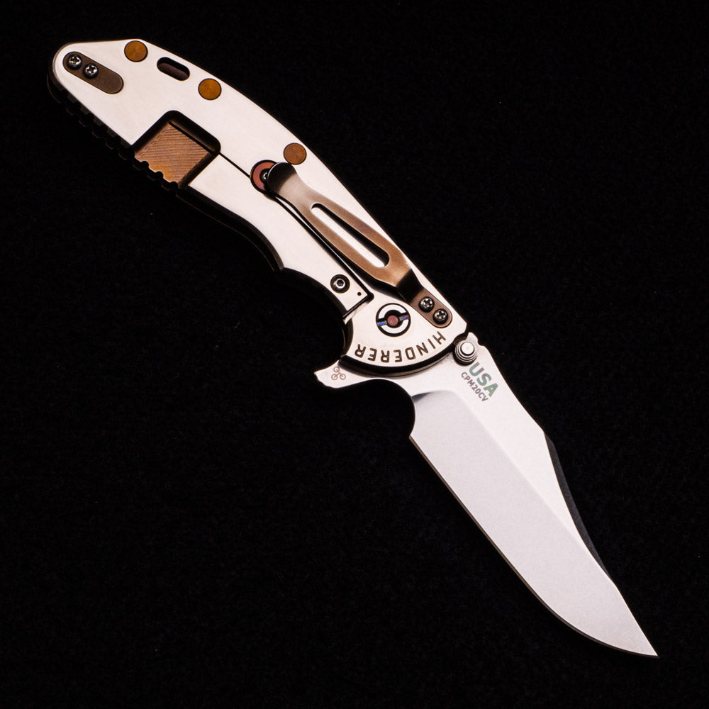 Hinderer Knives XM-24 4.0″ – Bowie CPM 20CV Blade – Tri-Way – Stonewash Bronze – Black G10