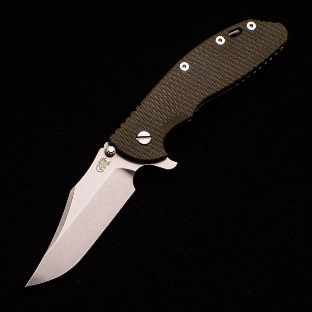 Hinderer Knives XM-24 4.0″ – Bowie CPM 20CV Blade – Tri-Way – Stonewash – OD Green G10