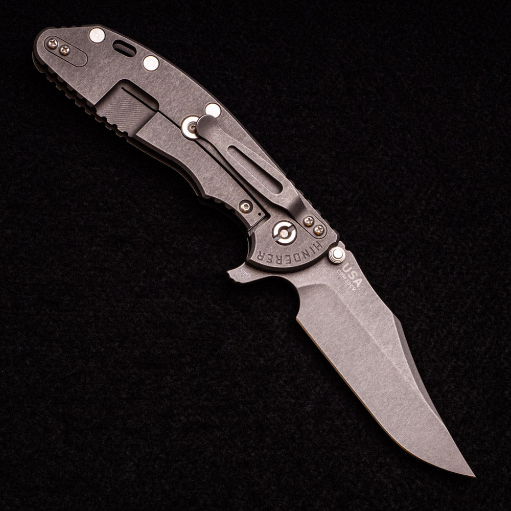 Hinderer Knives XM-24 4.0″ – Bowie CPM 20CV Blade – Tri-Way – Working Finish – Black G10