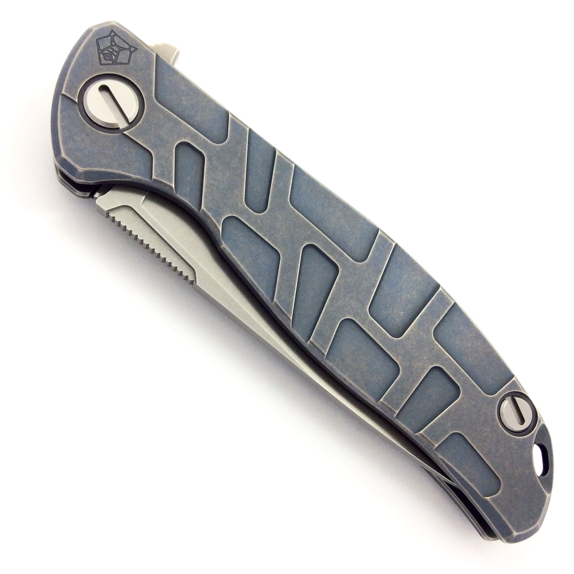 SHIROGOROV F95 "T" PATTERN DARK BLUE - M390 BLADE - TITANIUM HANDLE - MRBS