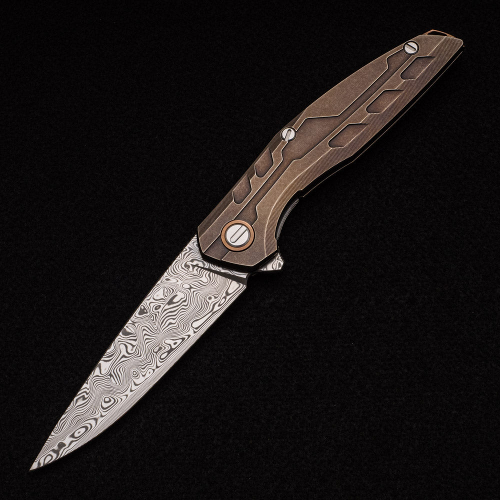 Shirogorov Custom Division 111 - Bronze Titanium Handle - Vinland Damasteel Blade - RBS