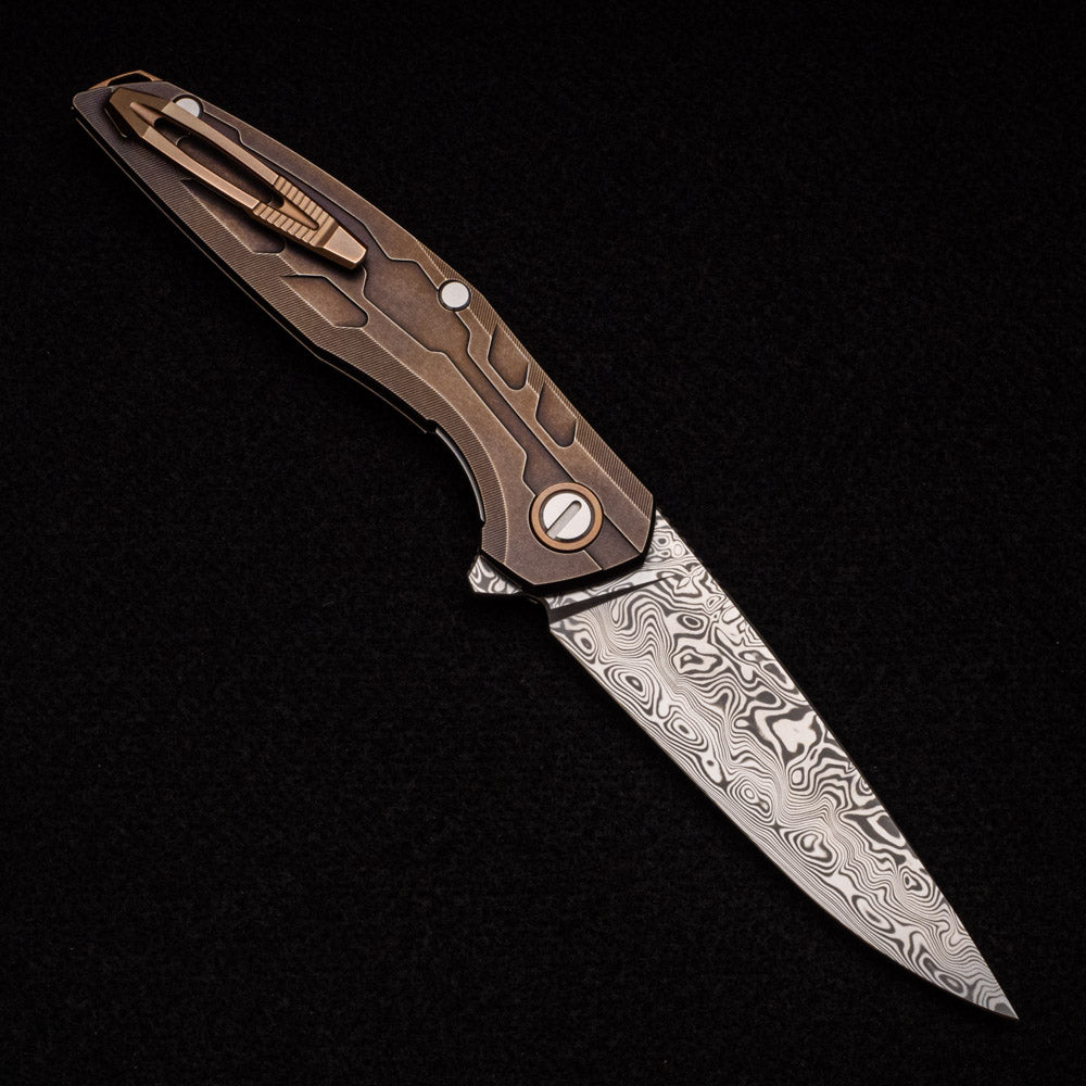 Shirogorov Custom Division 111 - Bronze Titanium Handle - Vinland Damasteel Blade - RBS