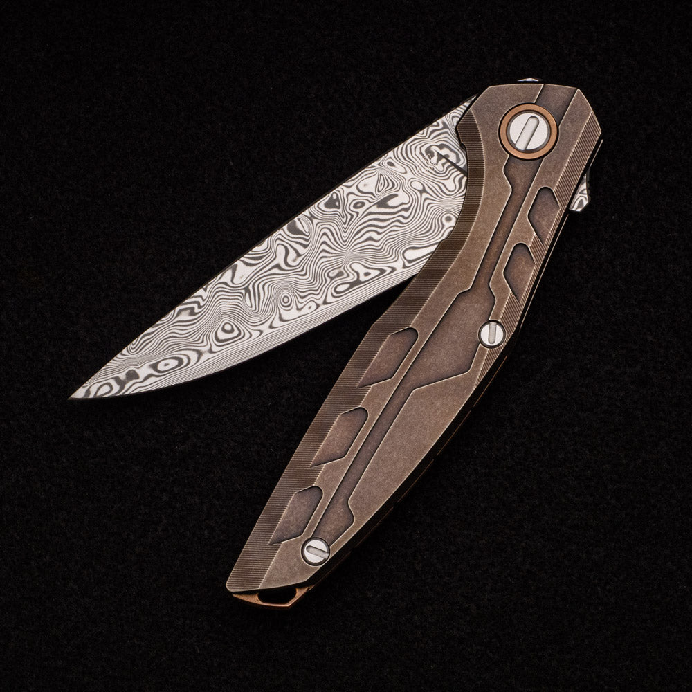 Shirogorov Custom Division 111 - Bronze Titanium Handle - Vinland Damasteel Blade - RBS