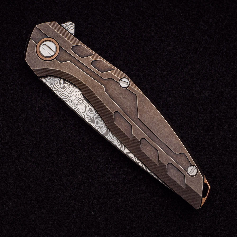 Shirogorov Custom Division 111 - Bronze Titanium Handle - Vinland Damasteel Blade - RBS