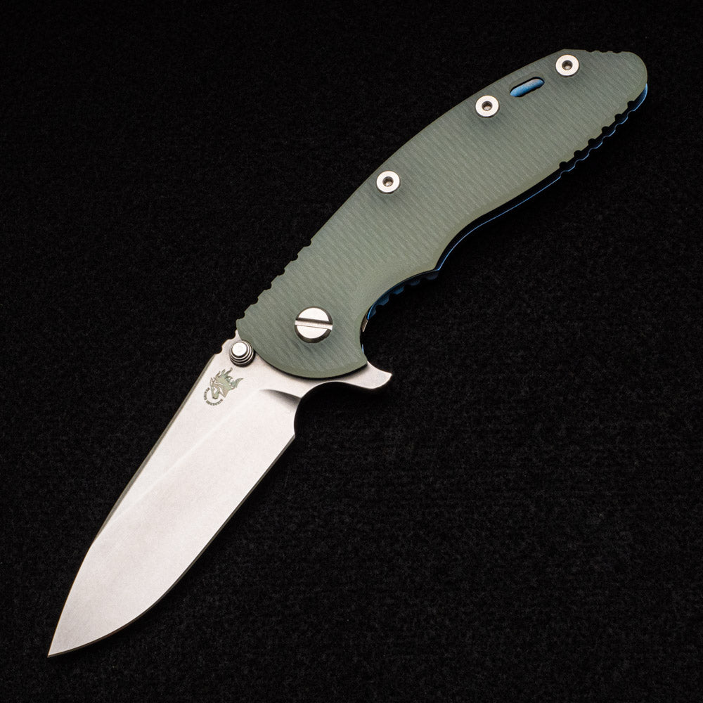 Hinderer Knives XM-18 3.5" - Slicer - Stonewash Blue - Jade G10