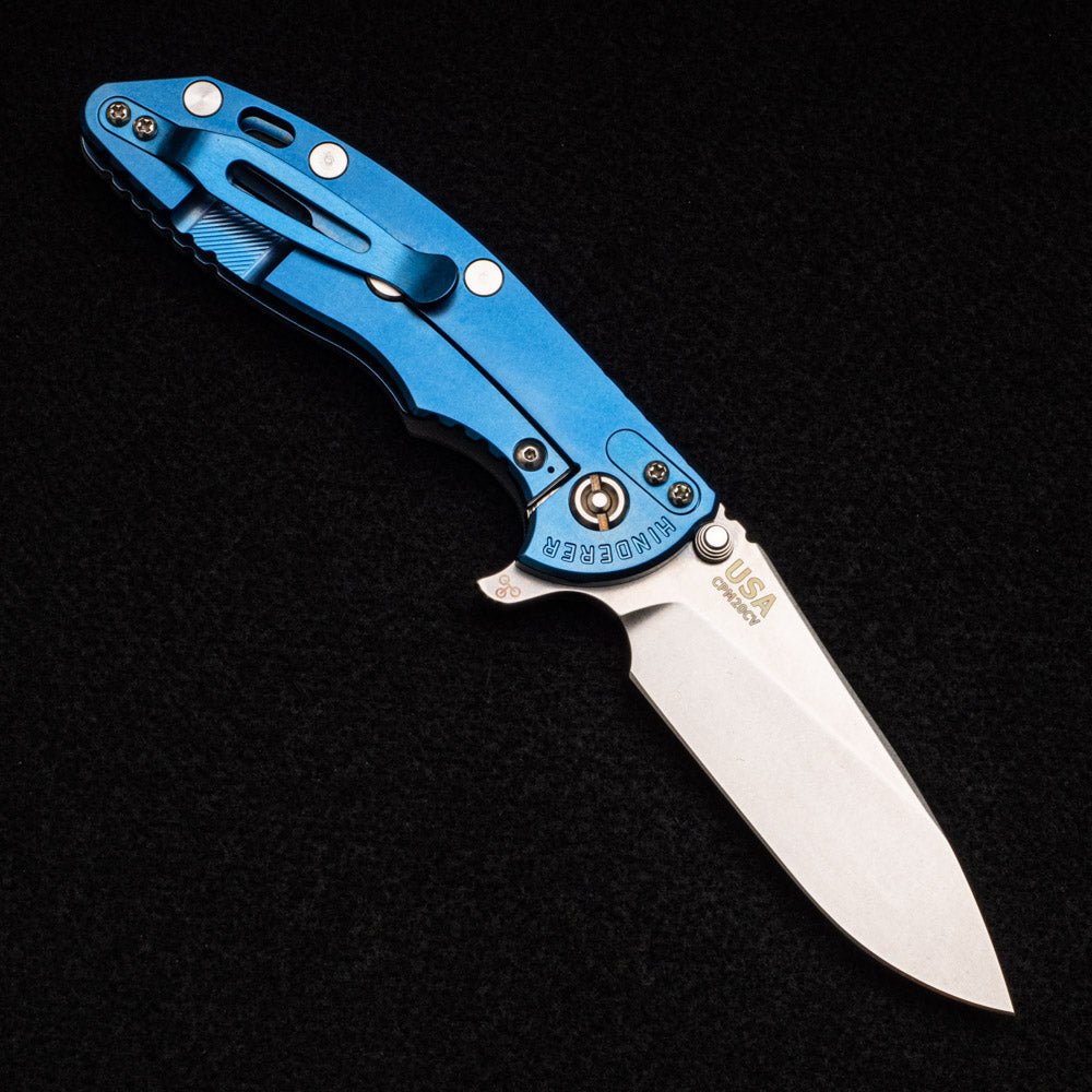 Hinderer Knives XM-18 3.5" - Slicer - Stonewash Blue - Jade G10