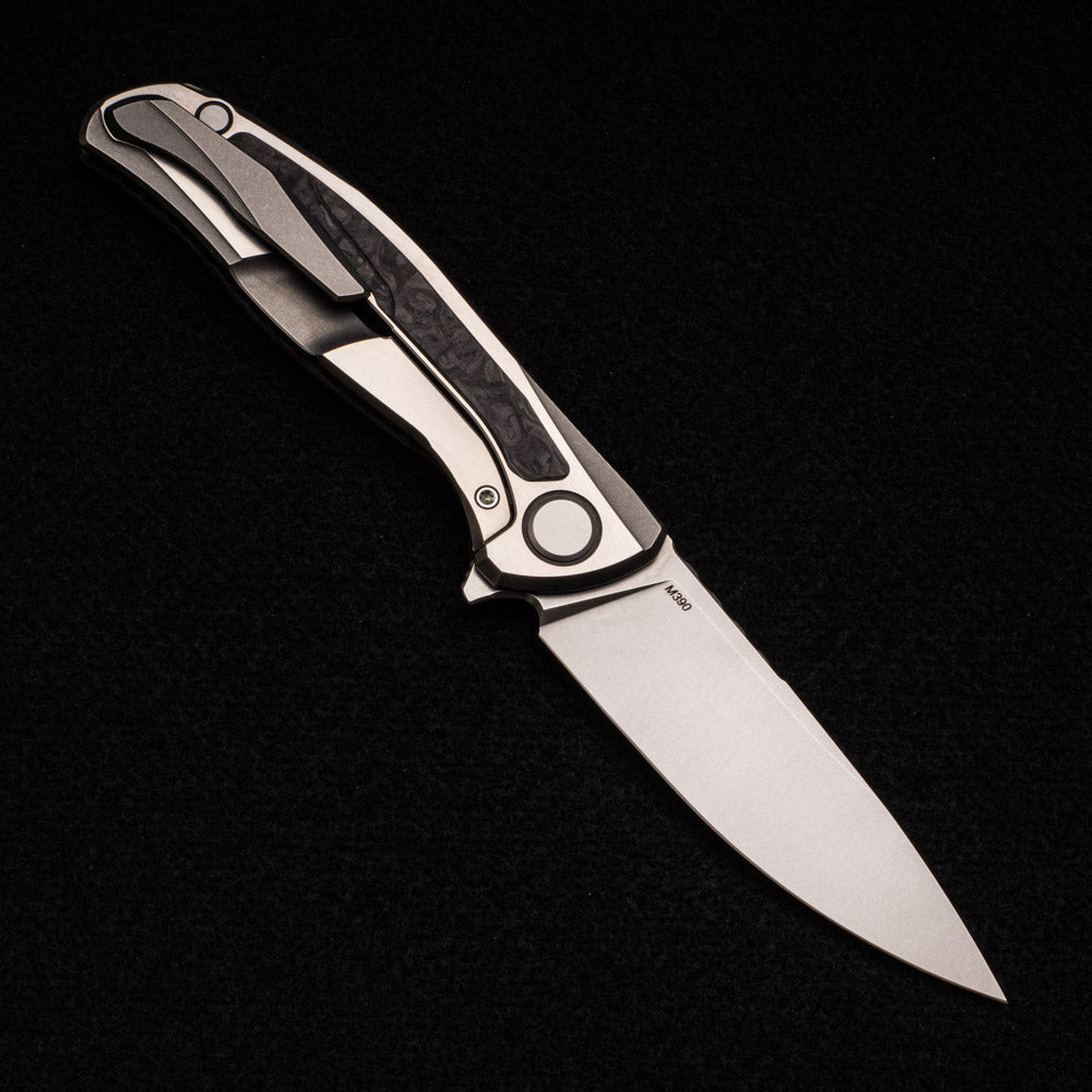 SHIROGOROV HATI GEN 3 – M390 BLADE – MARBLE CARBON FIBER – MRBS